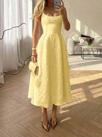 Backless O Neck Sling Maxi Dress A Line Slim