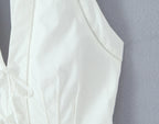 Sexy White Bow Halter V neck Open Buttons Slim Tank Top Women Spliced Ruffles Lace Hem Sleeveless Backless