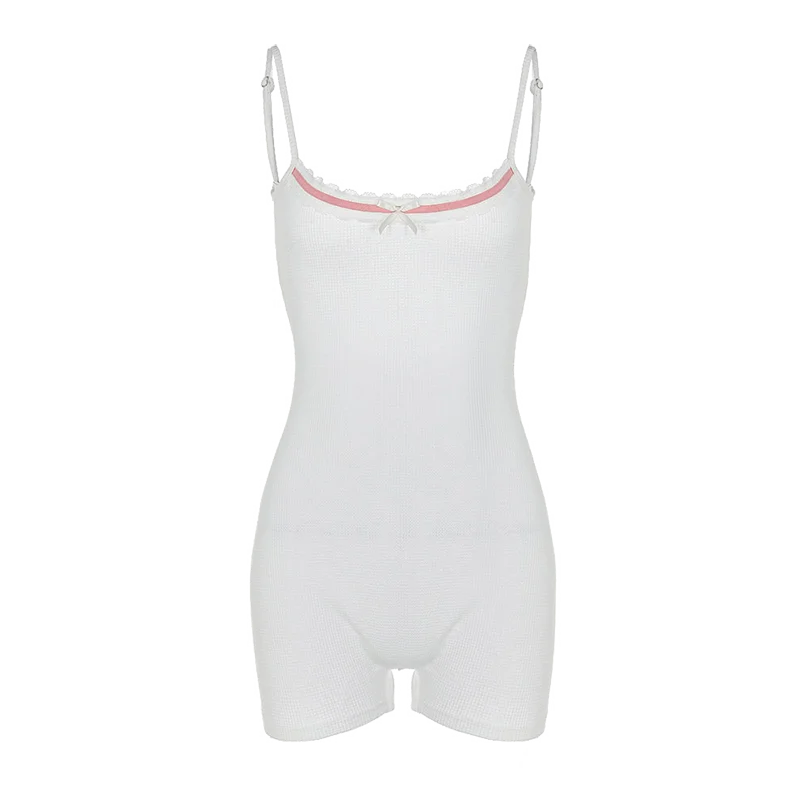 Ruffles Slip V Neck Sleeveless Backless Colorblock Playsuit