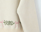 Women Sweater Cardigan Lovely Short Embroidered Sweaters O Neck Knitted Jumpers
