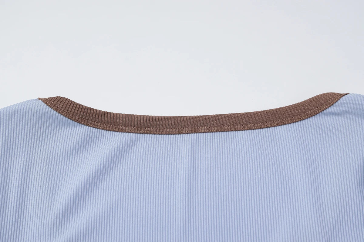 Patchwork O-Neck Long Sleeve Top