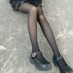 Gothic Leopard Sheer Stockings With Transparent Finish Seamless Pantyhose Edge