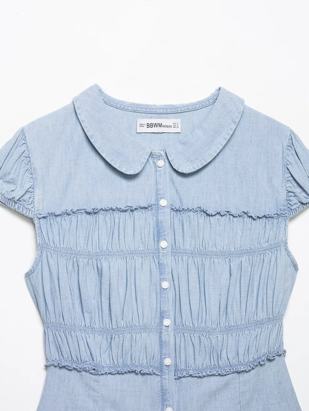 Sweet Retro-style Doll Neck Bubble Sleeve Women's Pleated Top