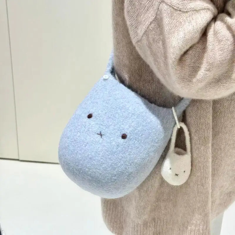 Whimsical Kawaii Felt Crossbody Bag With Cute Charm