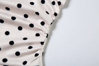 Polka Dot Halter Mini Dress With Ruched Backless Detail