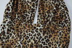 Leopard Print Halter Neck Crop Top With Lace Up Details And Backless Design