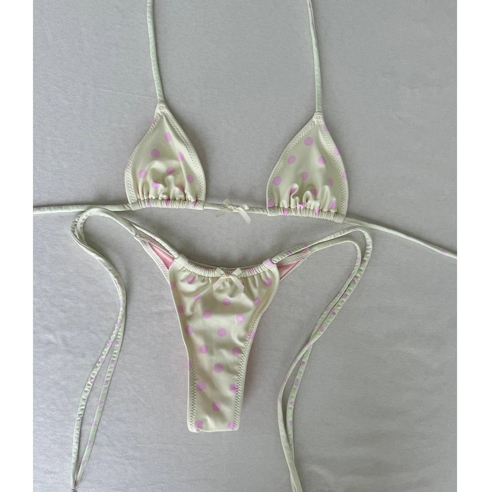 Print Micro Bikini Set Summer Beachwear Flirty Thong Swimsuit Bright Pattern