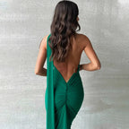 One Shoulder Backless Ruched Slim Long Dress