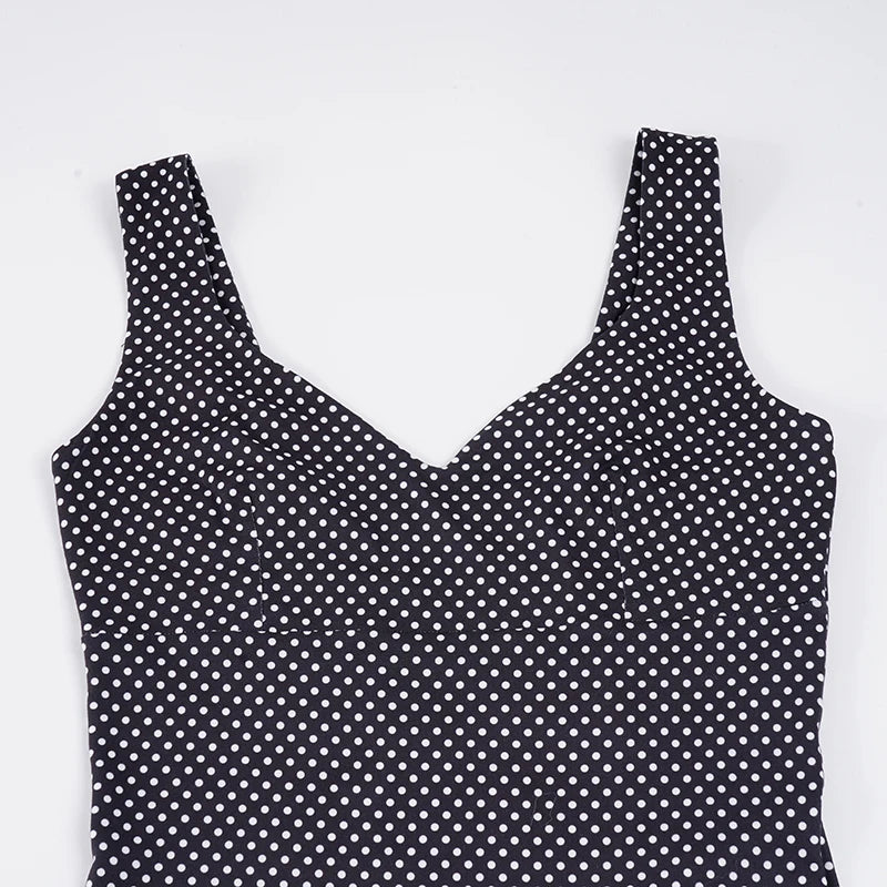 Sexy Coquette Polka Dot Print Low Cut For Women Sleeveless Mini Dress