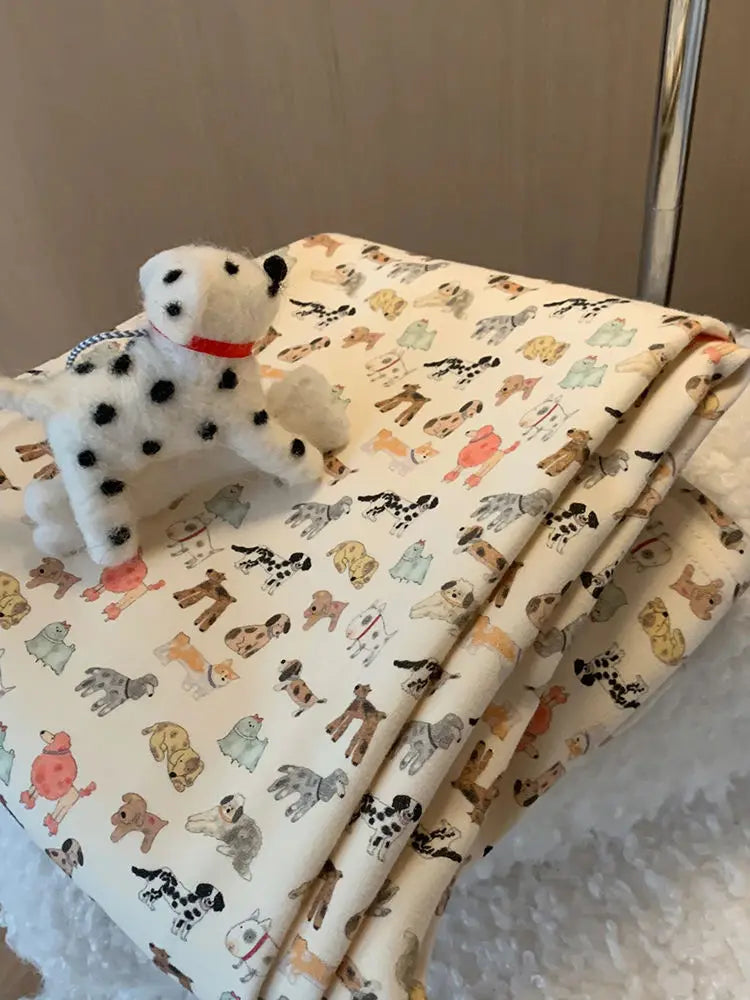 Cozy Puppy Print High Waist Fleece-Lined Flared Leg Pants