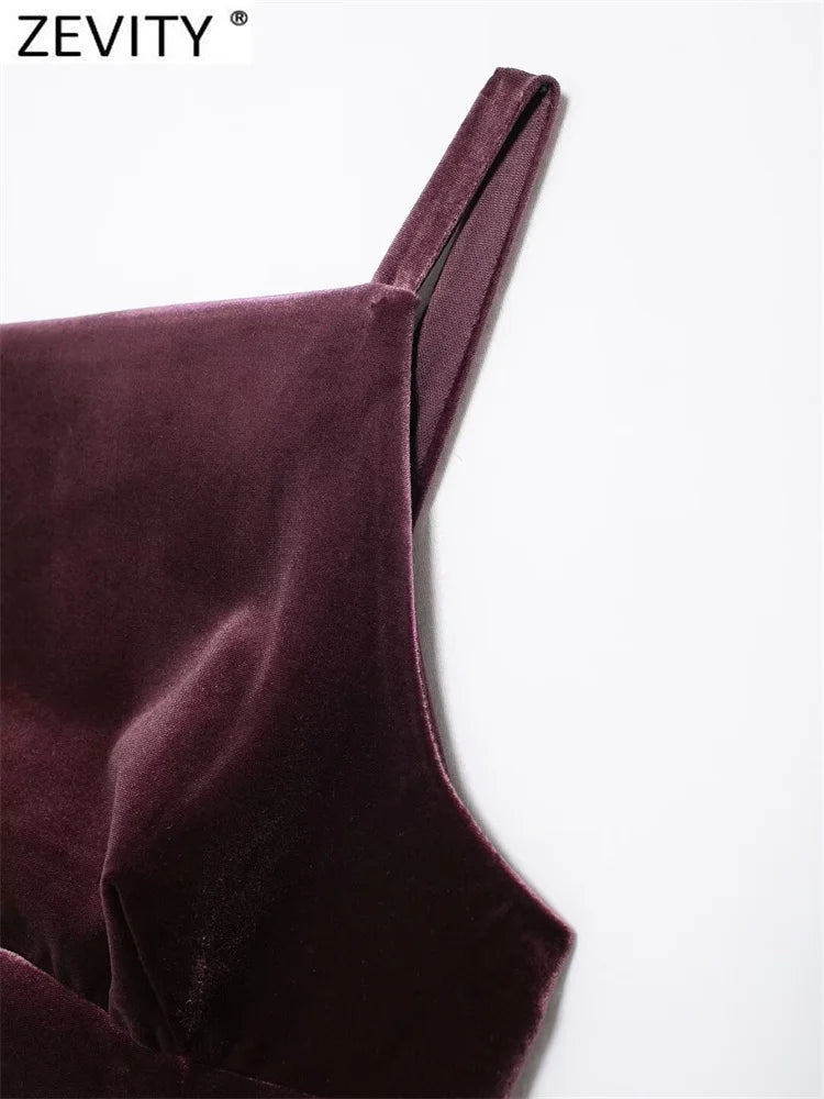 Velvet Spaghetti Strap Bow Back Blouse For Women Elegant Evening Top With Slim Tailored Fit