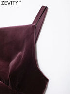 Velvet Spaghetti Strap Bow Back Blouse For Women Elegant Evening Top With Slim Tailored Fit
