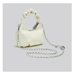 Cloudy Glamour Plush Pendant Shoulder Bag in Glossy Ruched Leather