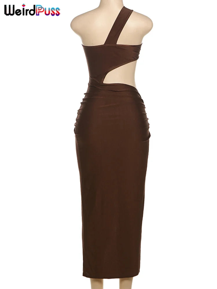 Irregular Knot Dress With Hollow Out Sleeveless High Waist