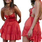 Breezy Tie-Up Backless Sundress With Sleeveless A-Line Silhouette