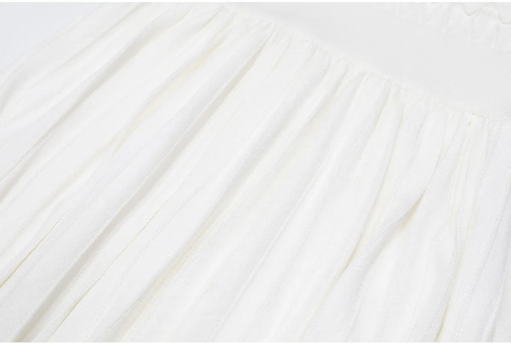 Knit Maxi Dress With Short Sleeve Hollow Detailing And Pleated Skirt