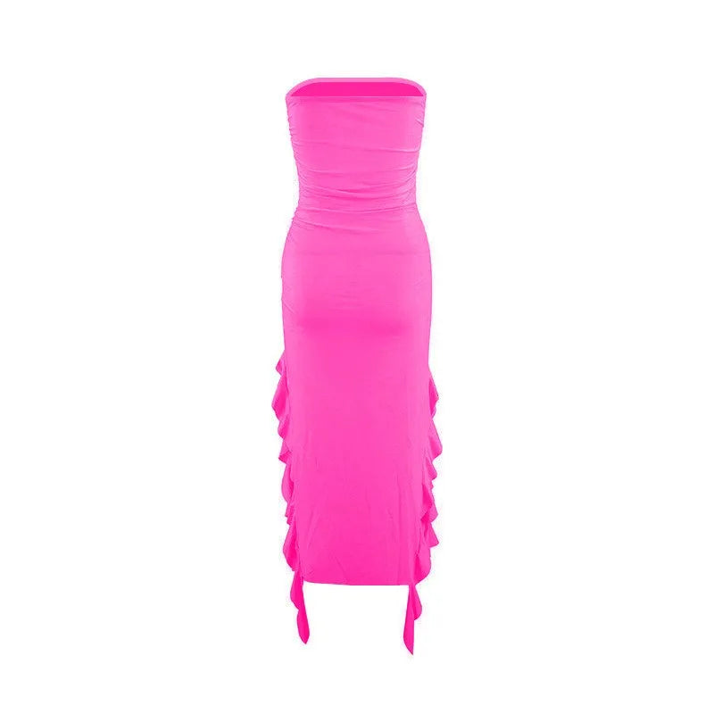 Tube Top Strapless Sexy Midi Dress