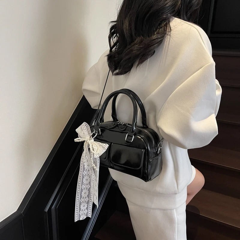 Minimalist PU Leather Crossbody With Pocket Design For Women Mini Square Shoulder Style