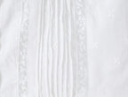 Sweet White Embroidered Floral Crop Shirt With V Neck Puff Sleeves And Ruffle Hem Slim Fit
