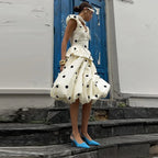 Fashion Women's Lady Suit Halter A-line Tops Bud Loose Skirt Polka Dot Set
