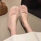 Tabi Style Leather Flats For Women Cozy Split Toe Slip On Shoes