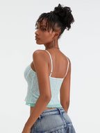 Fairycore Lace Camisole With Spaghetti Straps And Patchwork Detail Top
