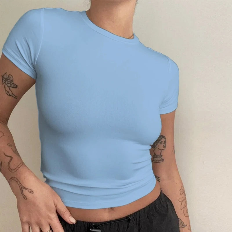 Slim Fit Knit Tee With O Neck