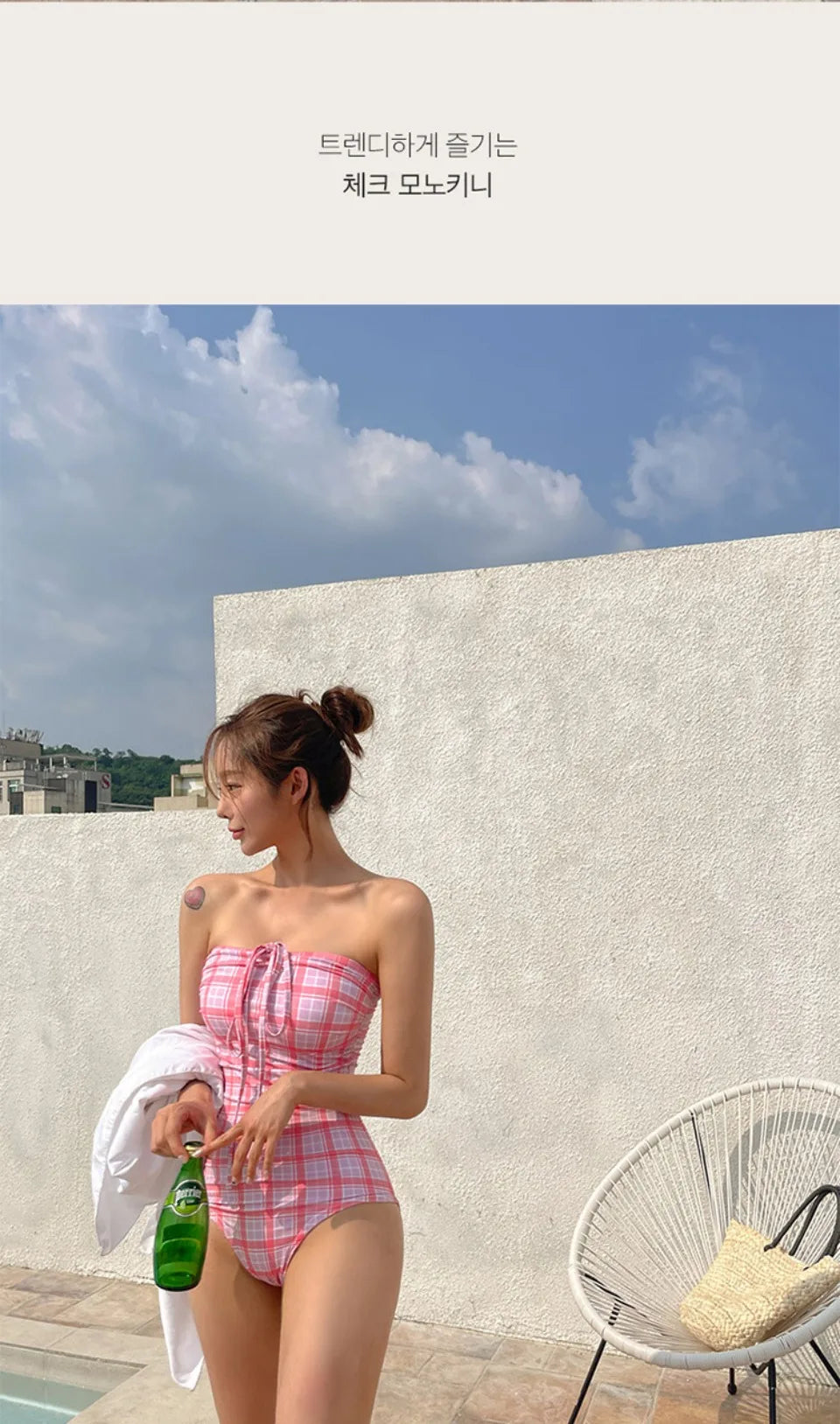 Plaid Push Up Backless One Piece Swimsuit