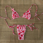 Micro Bikini Push Up Set In Bold Print Brazilian Thong Style