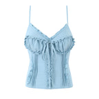 Sleek Backless V Neck Bow Crop Camisole Top