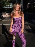 Leopard Print Sleeveless Jumpsuit For Women