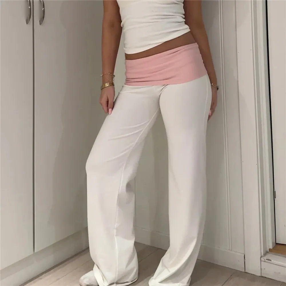 Relaxed Contrast Trim Elastic-Waist Straight-Leg Lounger Pants