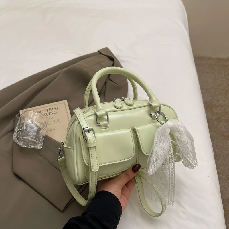 Minimalist PU Leather Crossbody With Pocket Design For Women Mini Square Shoulder Style