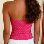 Bandeau Crop Top Strapless Tube Polka Dot