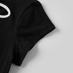 Floral Patchwork Tee With Hole Detail For Women Slim Fit Streetwear Top With Light Stretch