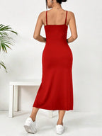 Chic Slit Cami Maxi Dress With Subtle Stretch For Everyday Wear