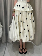 Fashion Women's Lady Suit Halter A-line Tops Bud Loose Skirt Polka Dot Set