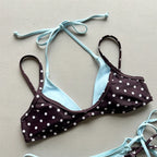 Halter Bikini Set in Plaid and Polka Dots