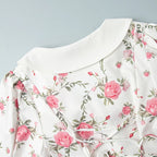 Puff Sleeves Ruffled Mini Dress With Pearl Buttons