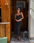 Two-Piece Set Women's Sexy Polka Dot Top Casual Maxi Skirts Sets
