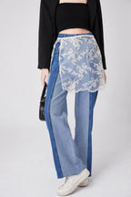 Floral Embroidered Lace Sheer Skirt Overlay