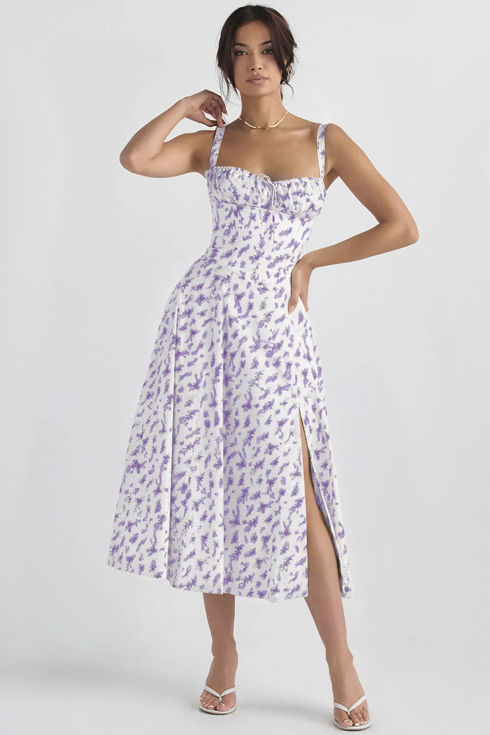 Spaghetti Strap Maxi Dress With Wrap Bow Lace Up Front Elegant Long Gown
