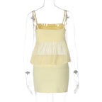 Backless Chiffon Patchwork Suspender Mini Dress With Sheer Panels