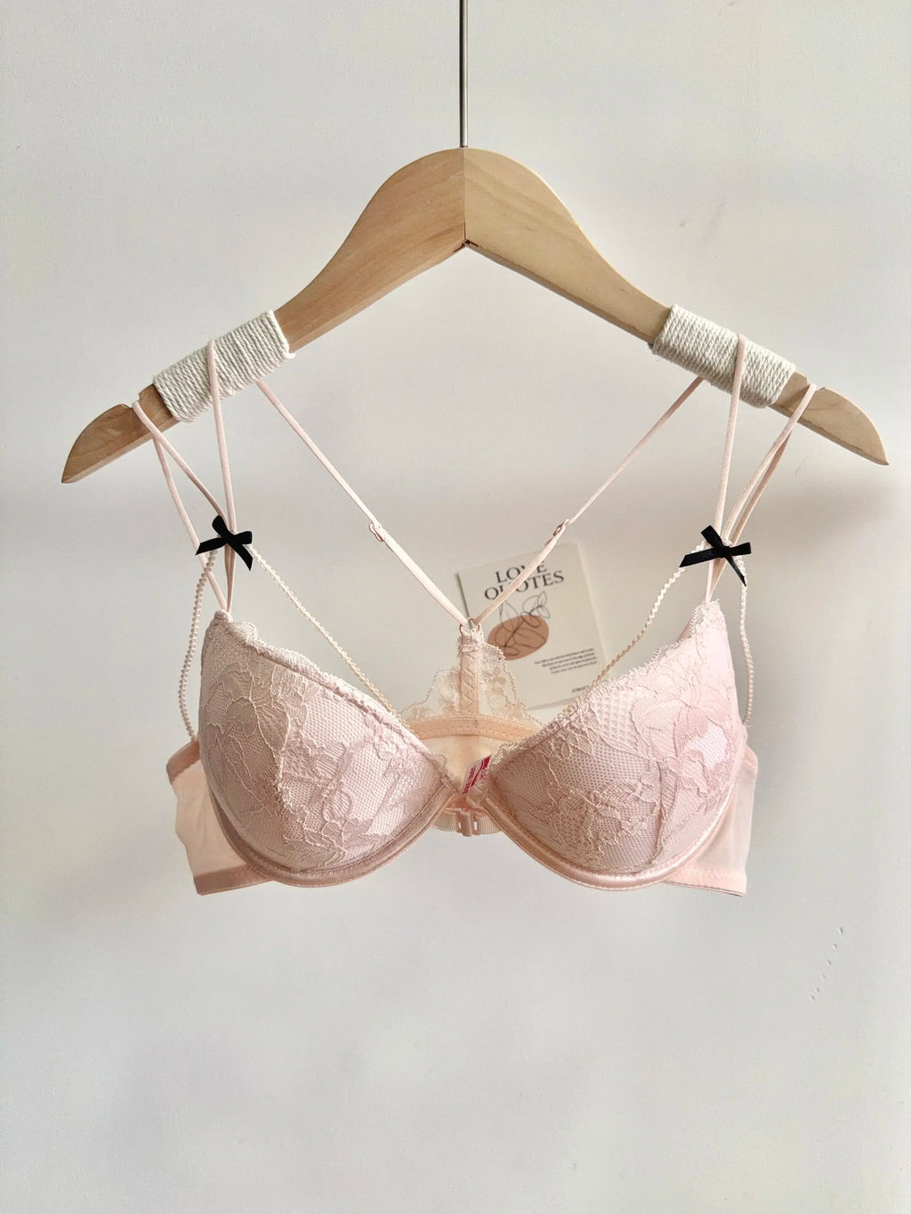 Lace Front Closure Lingerie Set For Women Wirefree Push Up Bra Delicate Straps Lightweight Comfort