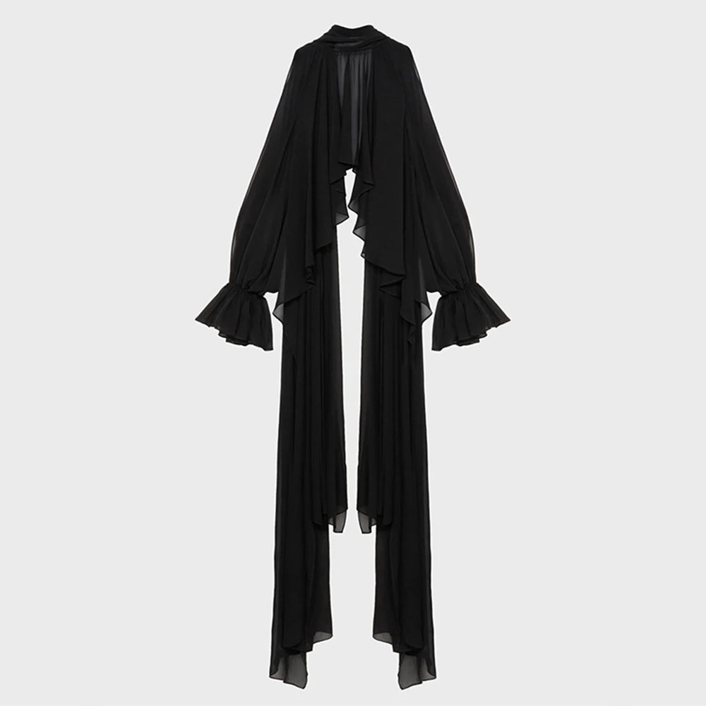 Off Shoulder Chiffon Blouse With Lightweight Fit Asymmetrical Hem And Bow Detail
