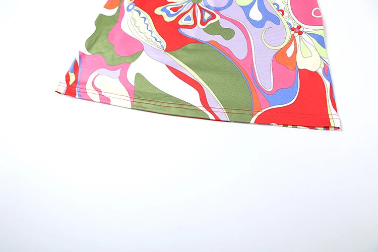 Colorful Print Backless Bodycon Mini Dress