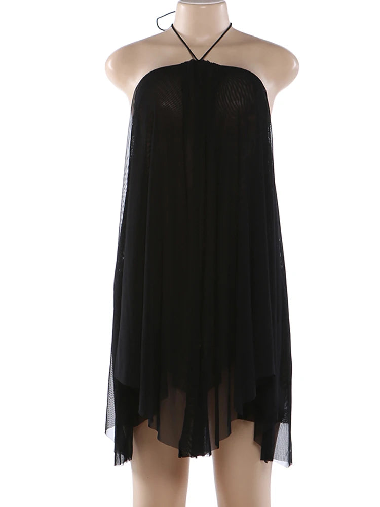 Halter Bodycon Dress With Asymmetrical Hem Backless