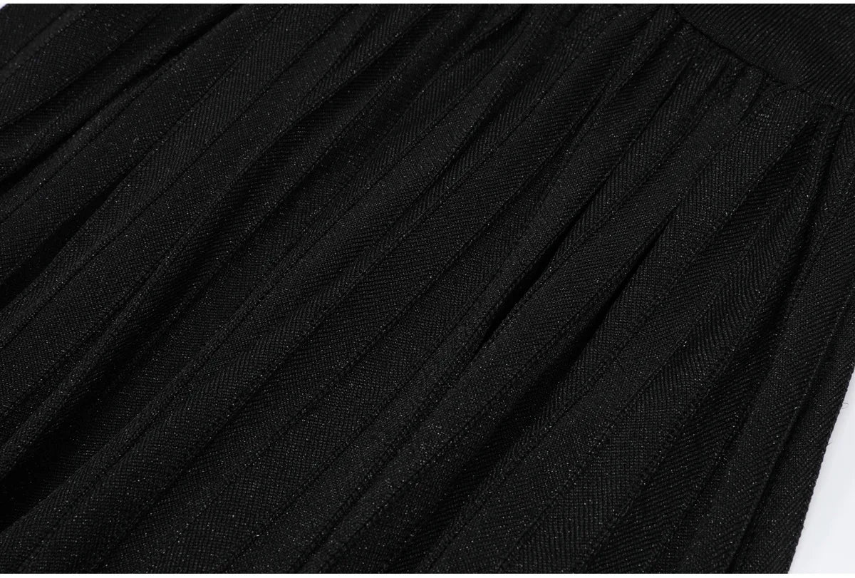Knit Maxi Dress With Short Sleeve Hollow Detailing And Pleated Skirt