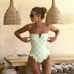 Bandage One Piece Swimsuit Women Swimwear Ruffle Bodysuit Monokini