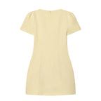Pleated Mini Dress For Women Elegant Short Sleeve